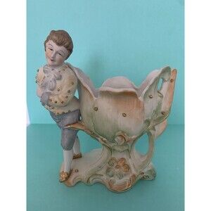 Rare Occupied Japan Paul UX Bisque Figurine Vase - Boy